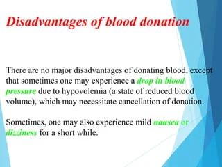 Disadvantages of donating blood