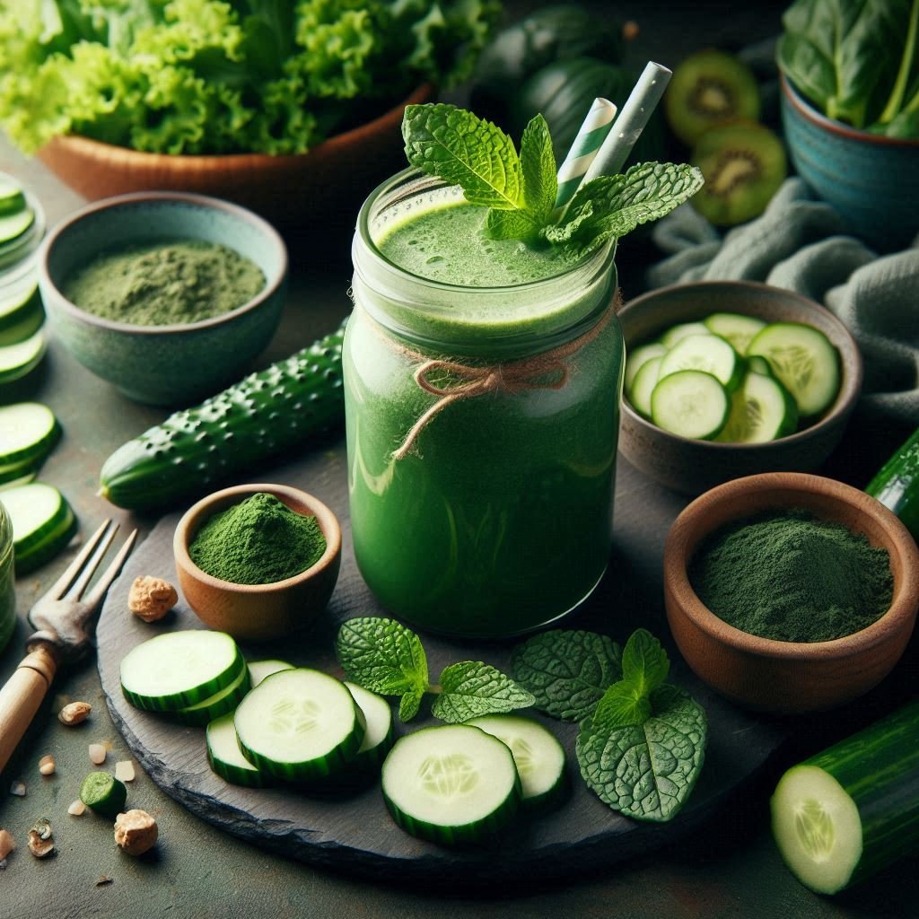 Ayurvedic Green Smoothie(spinach, kale, cucumber, mint,spirulina or chlorella)