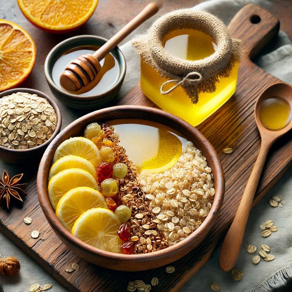 Ghee with Breakfast Grains(oatmeal/जई का दलिया or quinoa/बथुआ )