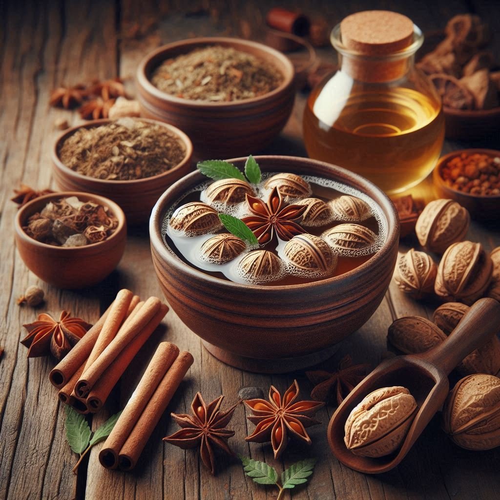 Steep Triphala, an Ayurvedic herbal blend, in warm water and consume it before bedtime