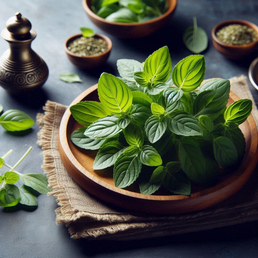 fresh tulsi leaves for a refreshing drink.